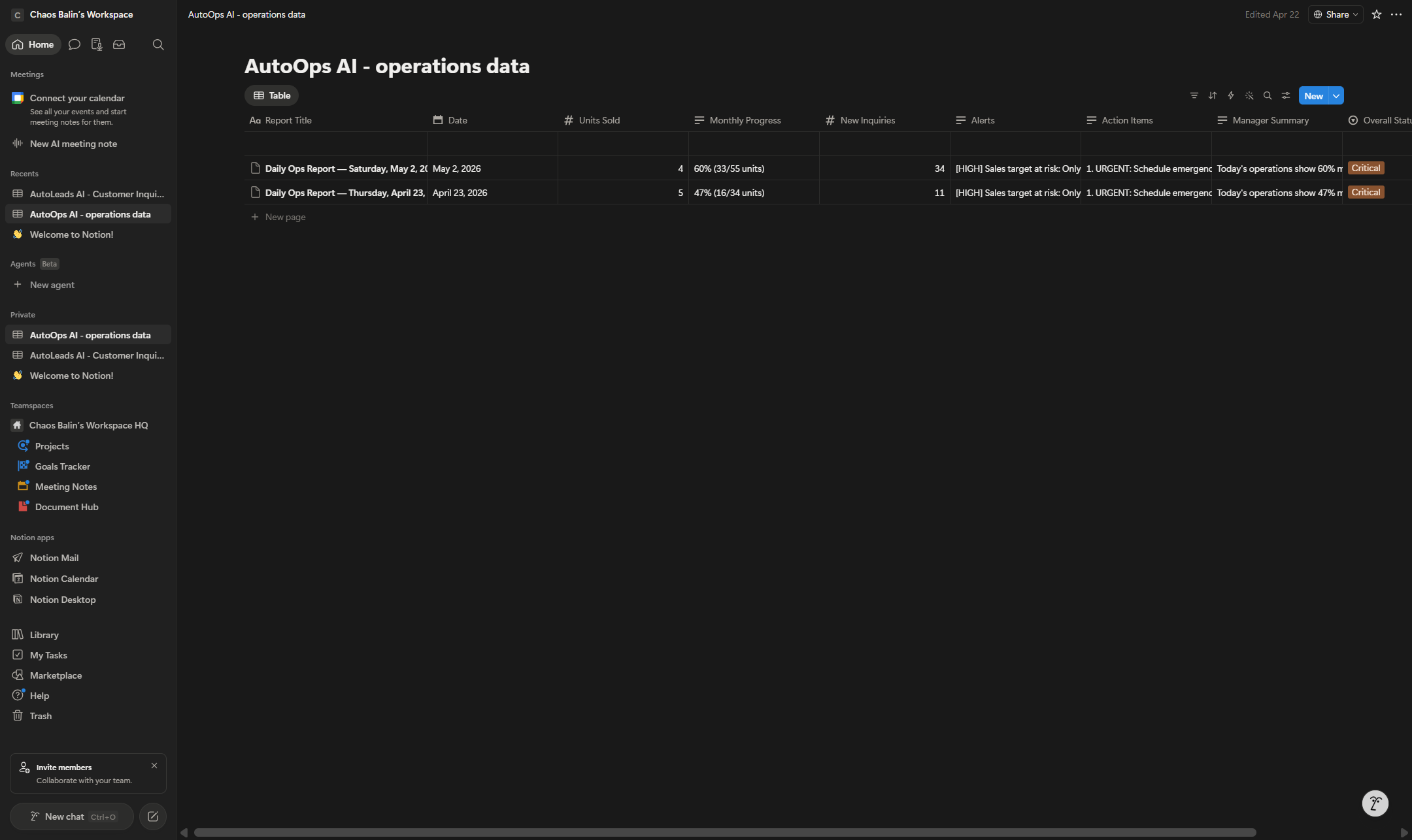 AutoOps Notion Database
