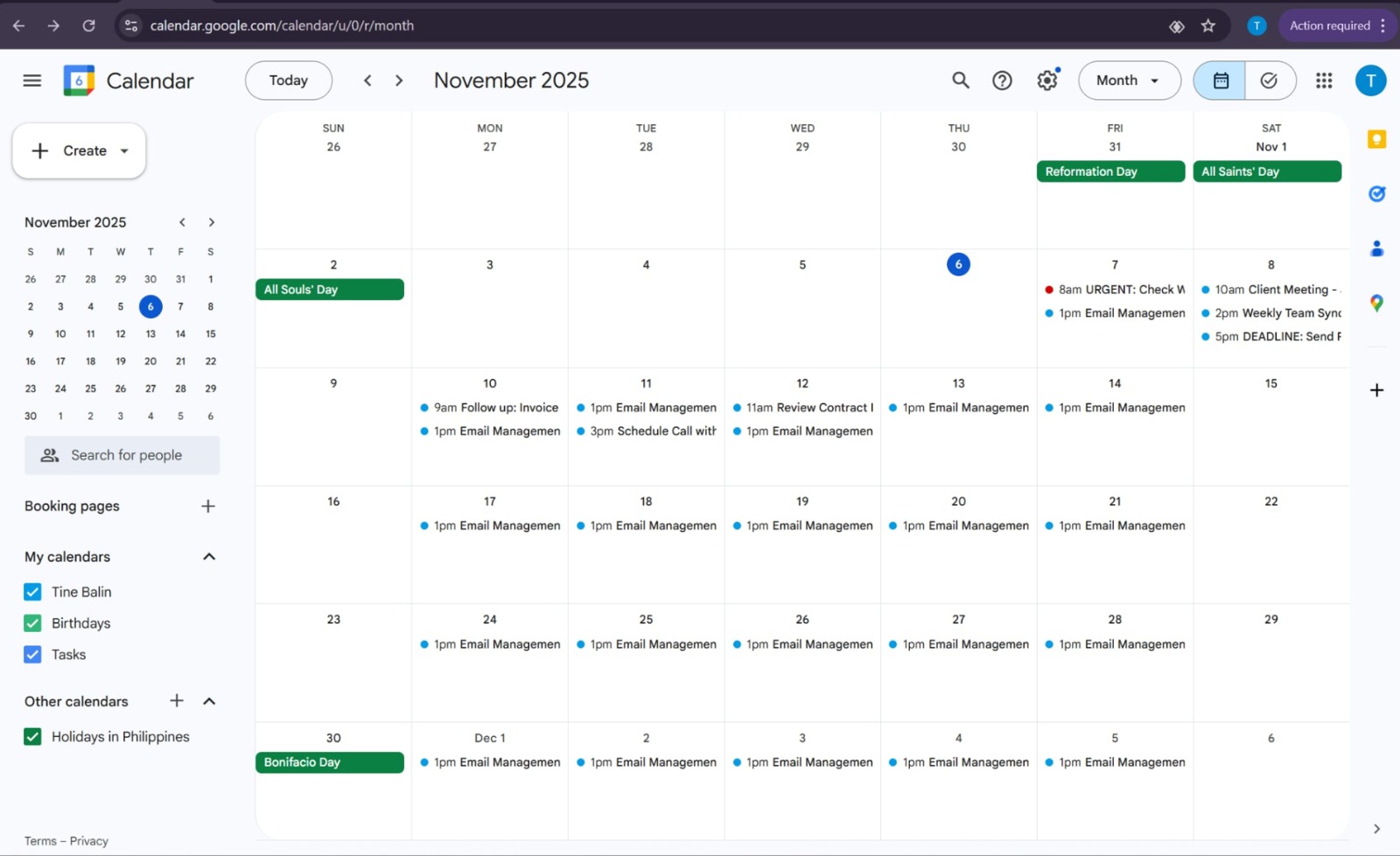 Calendar Overview