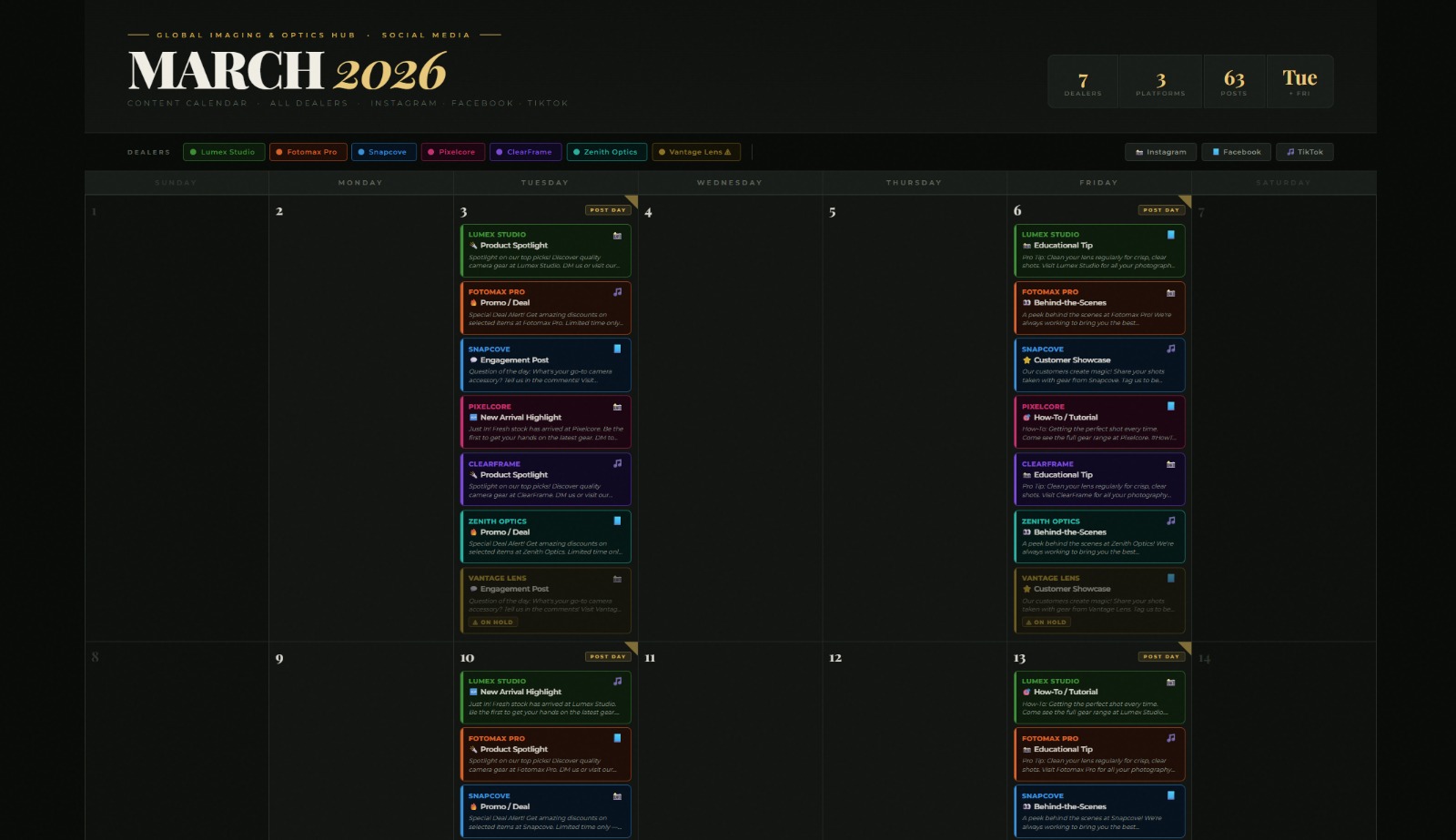 Social Media Calendar Overview