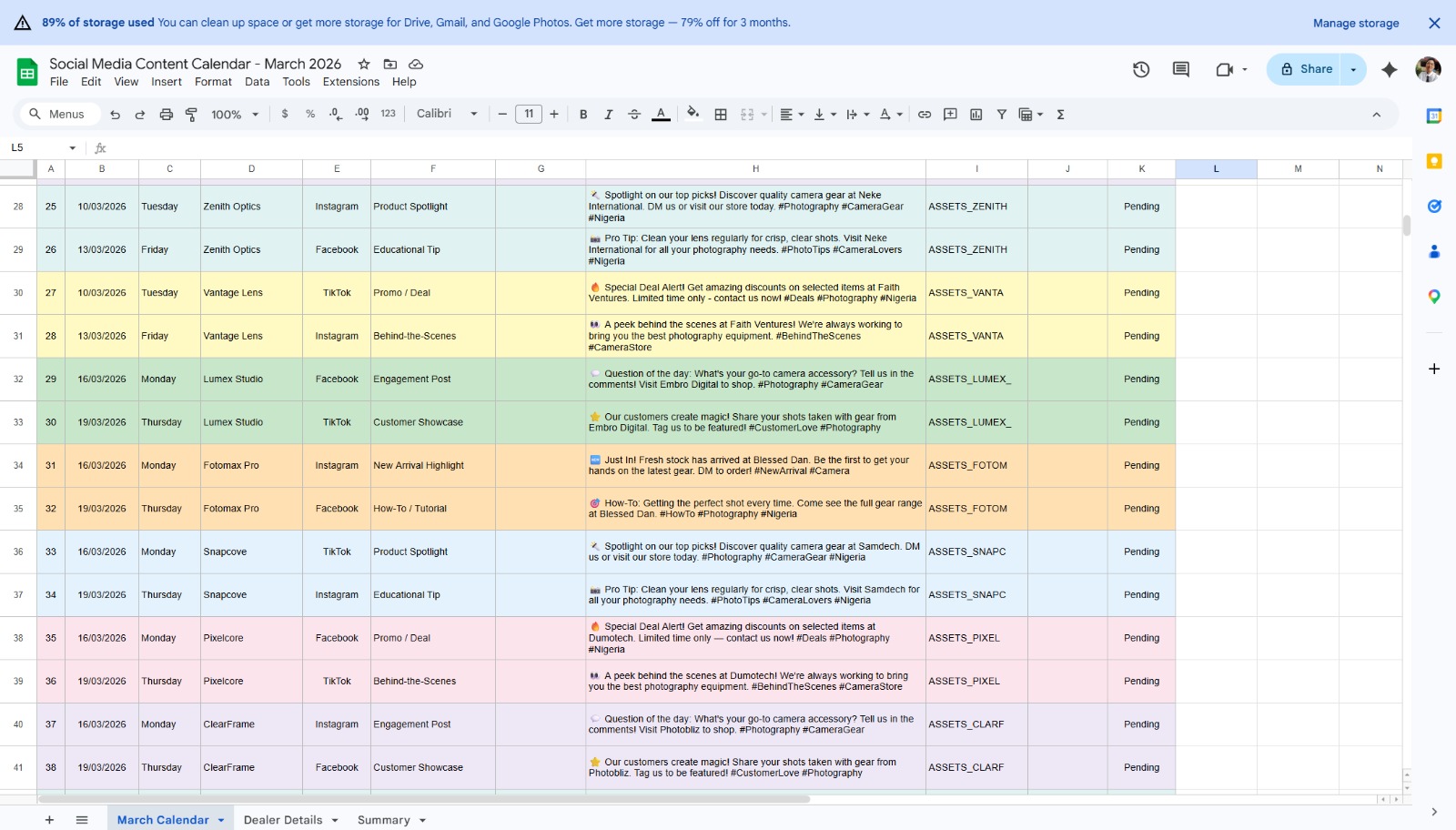 Content Schedule Week 3