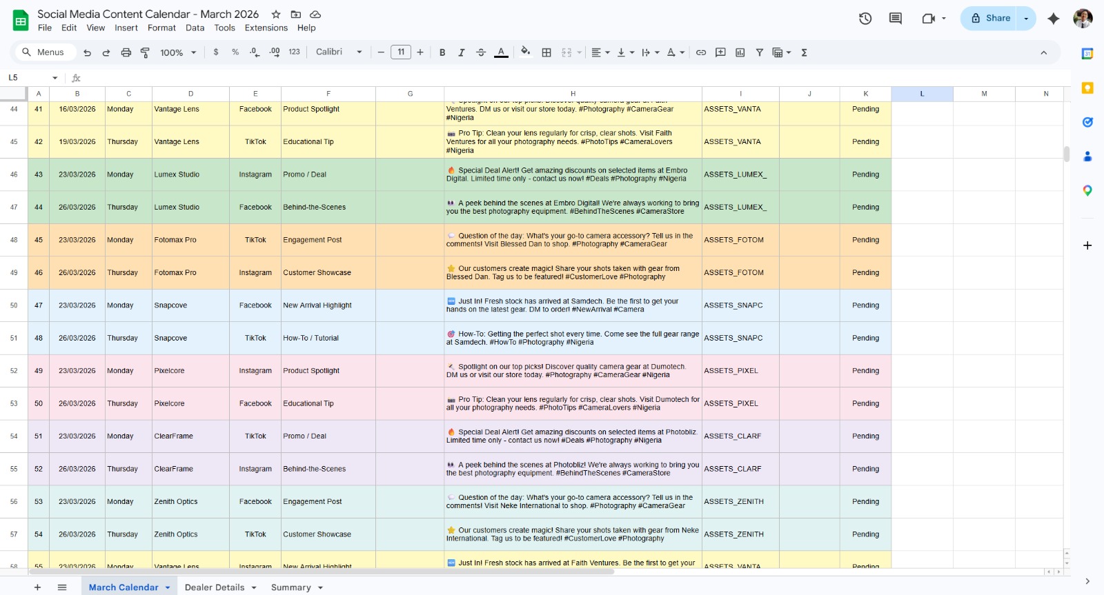 Content Schedule Week 4